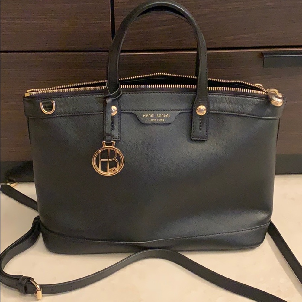 Henri Bendel West 57th Black Leather Satchel